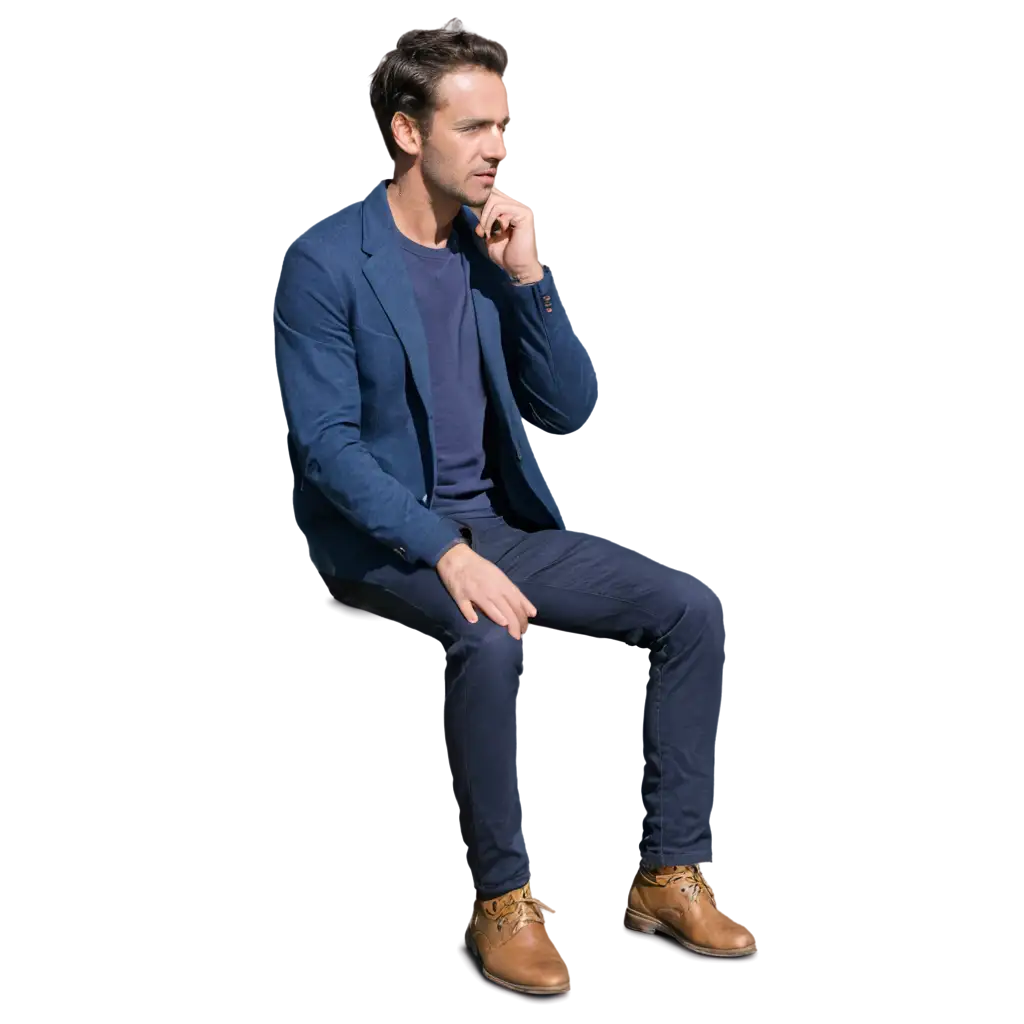 Man-Sitting-and-Thinking-with-Hand-on-Chin-PNG-Image-for-Thoughtful-Visuals