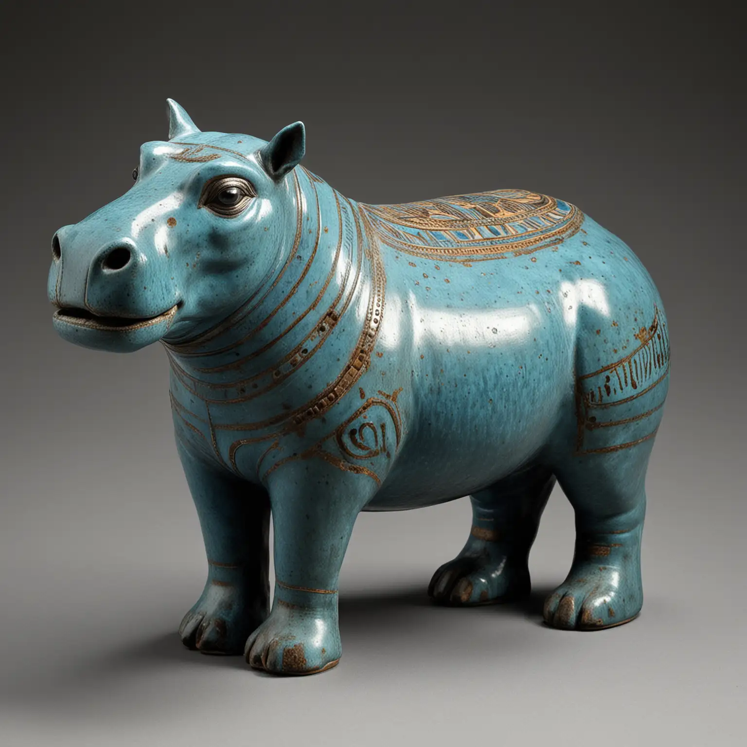 Ancient-Egyptian-Faience-Hippopotamus-with-Blue-Glaze