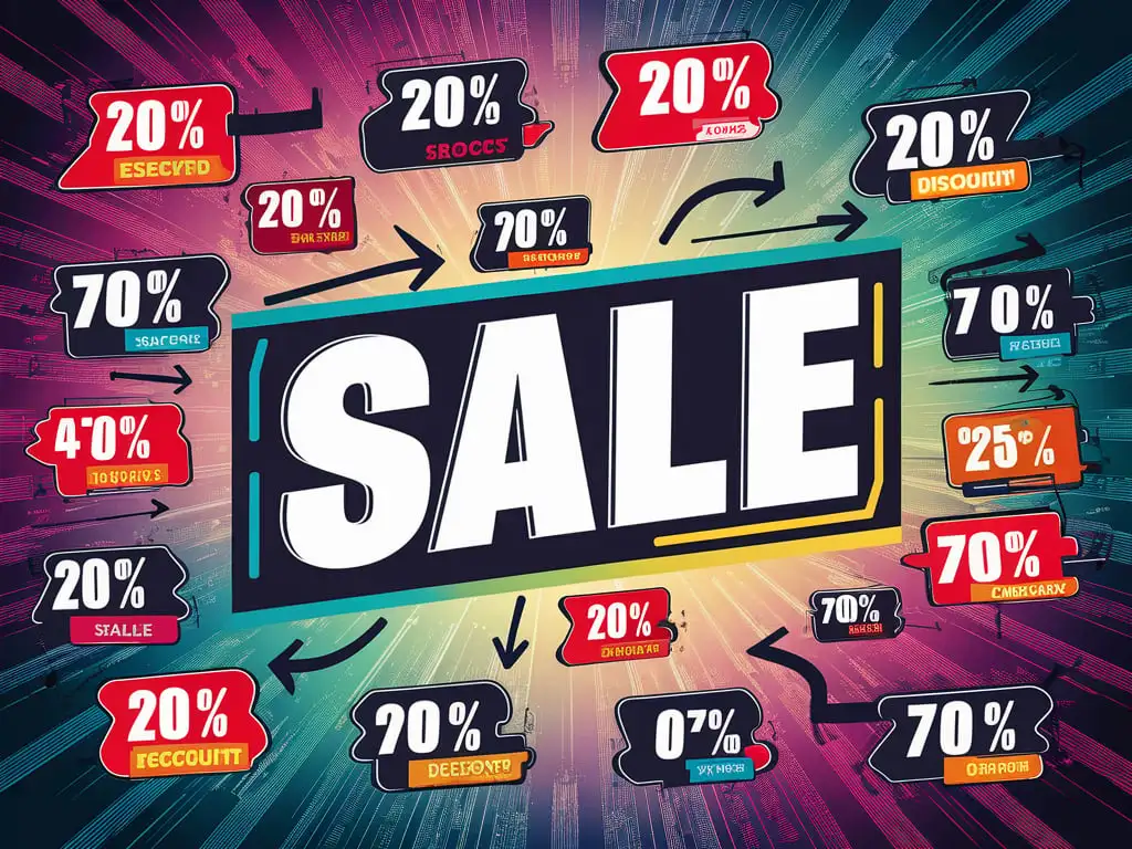 a vector image of selling products with discount