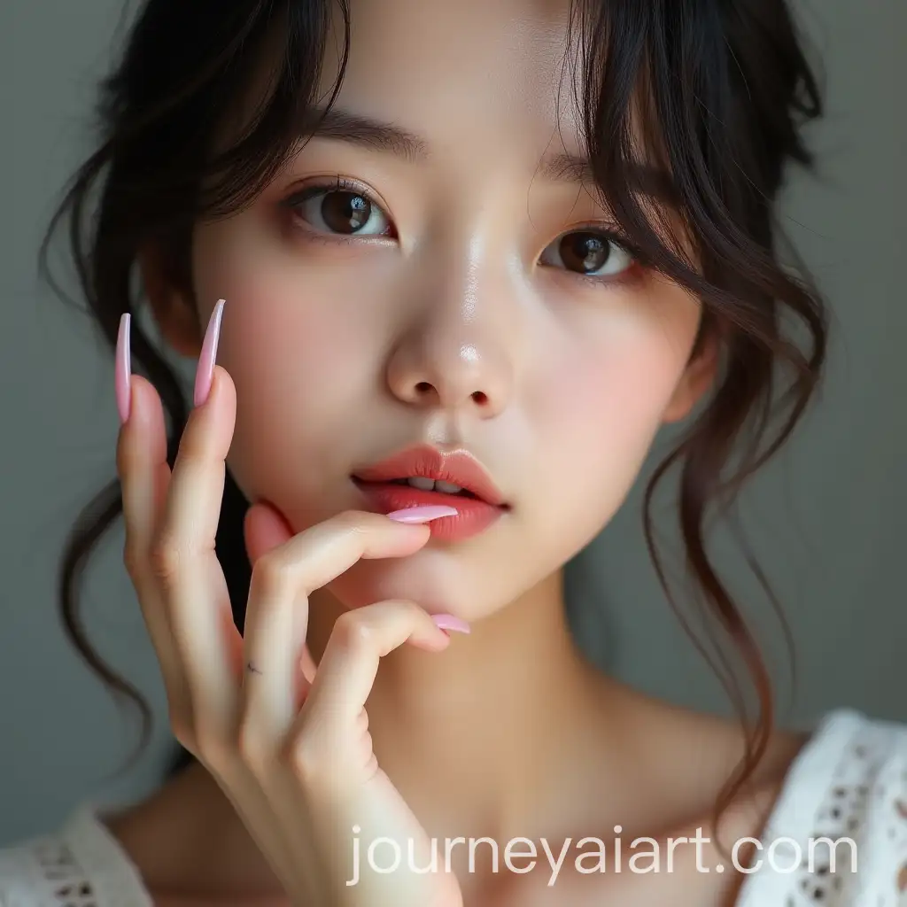 Beautiful-Korean-Woman-with-Long-Sharp-Clear-Fingernails