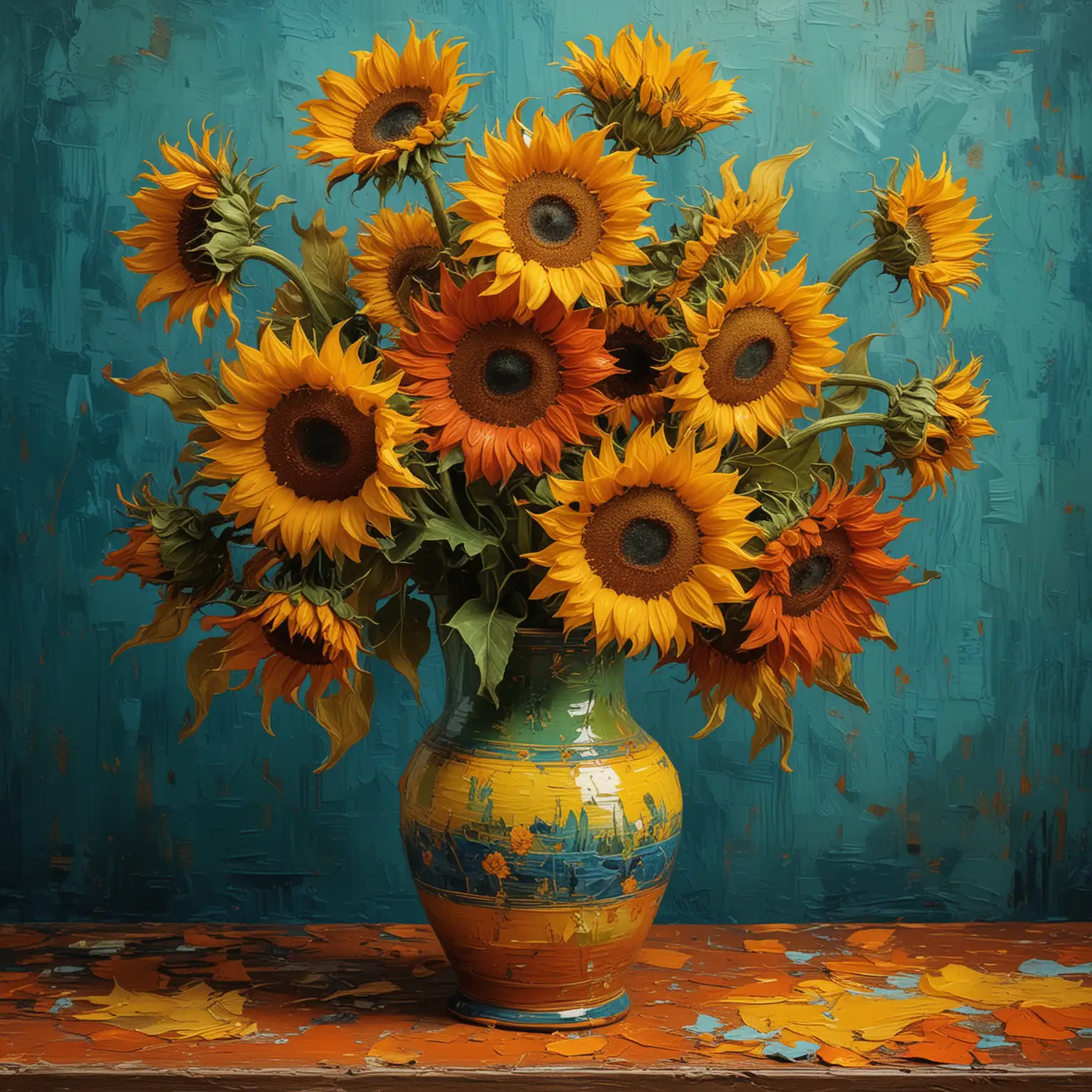 Recreation-of-Vincent-van-Goghs-Vase-with-Twelve-Sunflowers-in-Bold-Colors-and-Textures