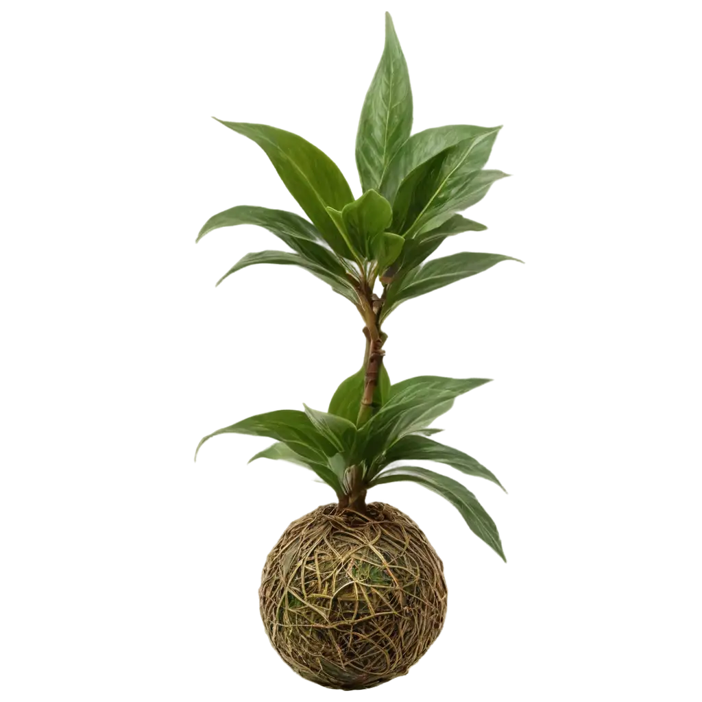 Kokedama-PNG-Image-A-Beautiful-and-Detailed-Representation-of-Japanese-Moss-Ball-Art