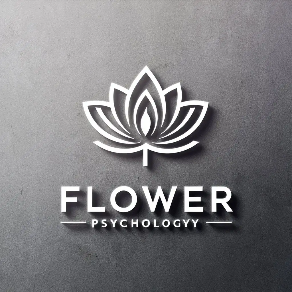 a vector logo design,with the text "Flower", main symbol:White lotus,complex,be used in Psychology industry,clear background