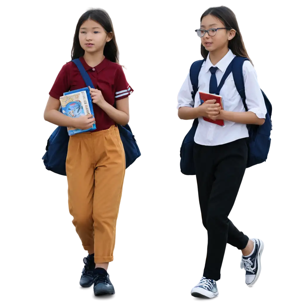 Students going to school with books in their hands