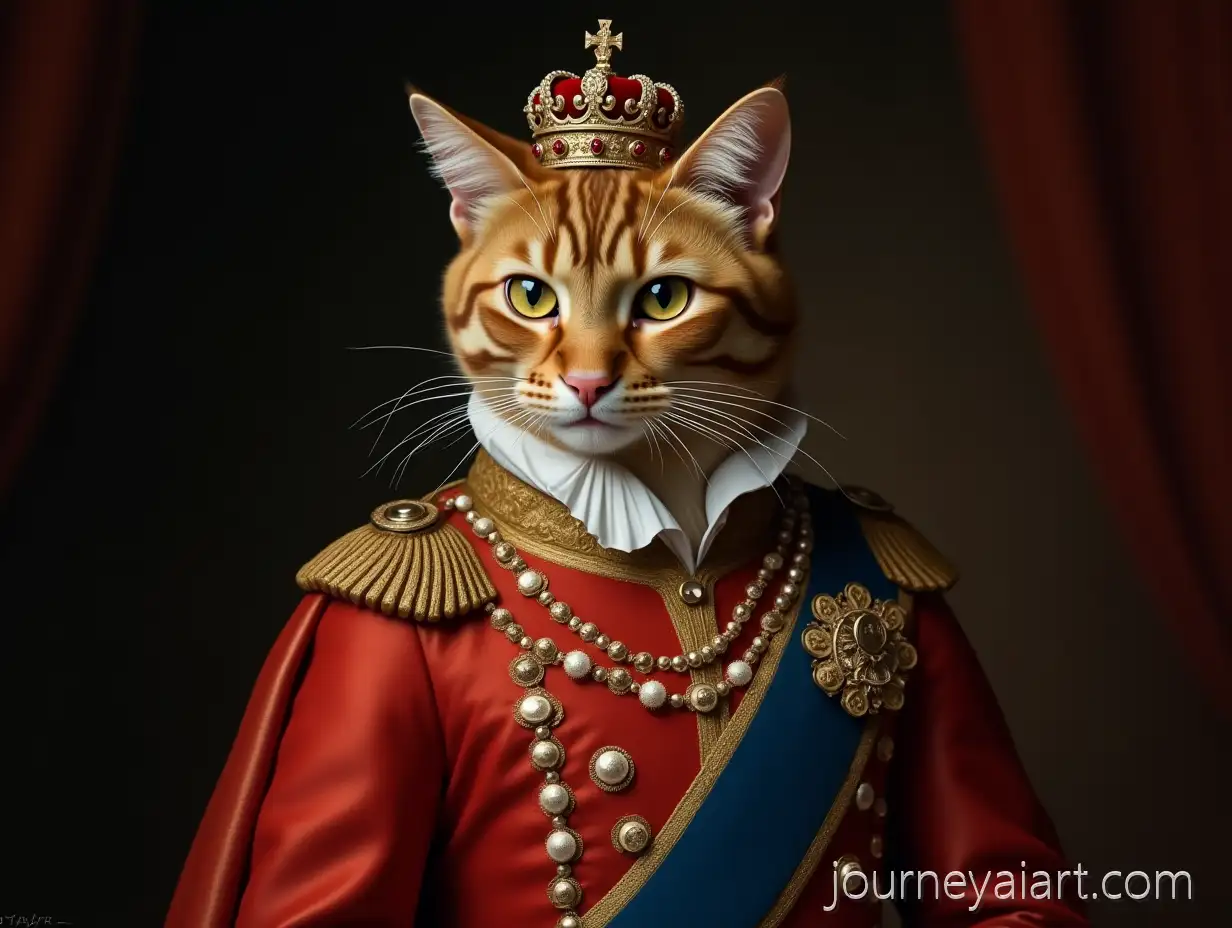 Realistic-Portrait-of-a-Cat-as-the-King-of-Spain-in-Ornate-Military-Uniform