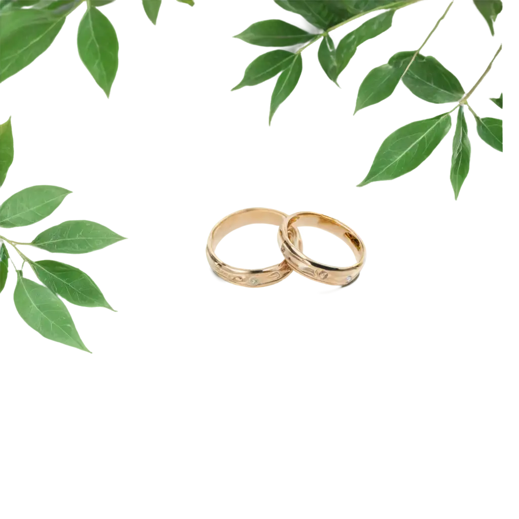 Wedding-Rings-on-Green-Branches-PNG-Elegant-NatureInspired-Image