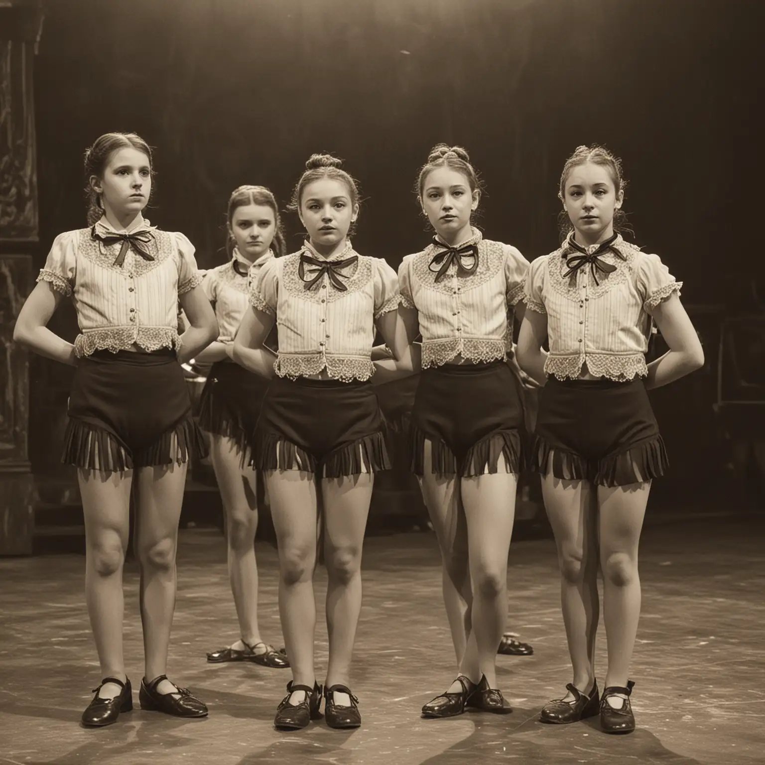 Czech-Theater-School-Girls-in-Boleros-Performing-on-Stage-with-Hellish-Underworld-Set