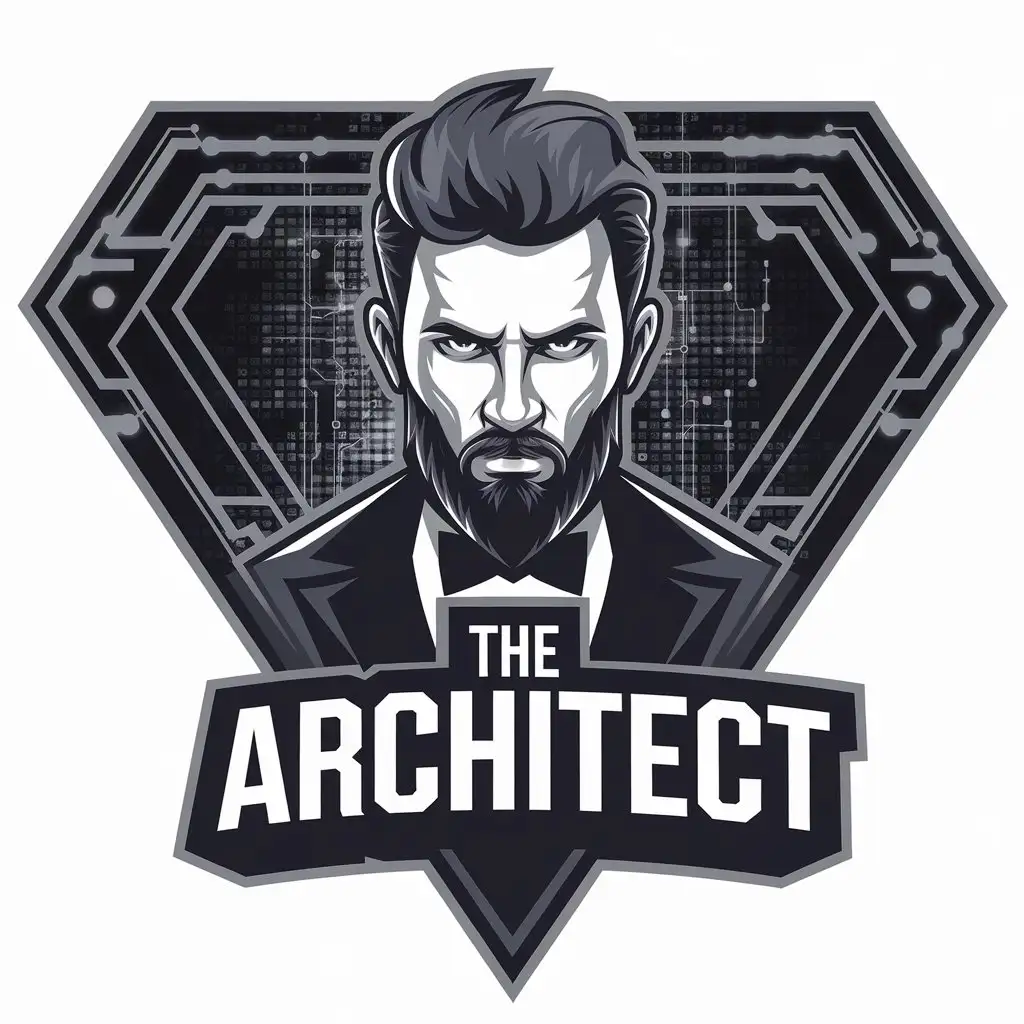 LOGO-Design-for-The-Architect-Bearded-Magician-Portrait-with-Tech-Magic-Theme