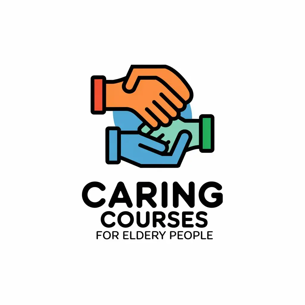 LOGO Design for Caring Courses for Elderly People Hand Grabbing Other Hand with Moderate Style for Nonprofit Use