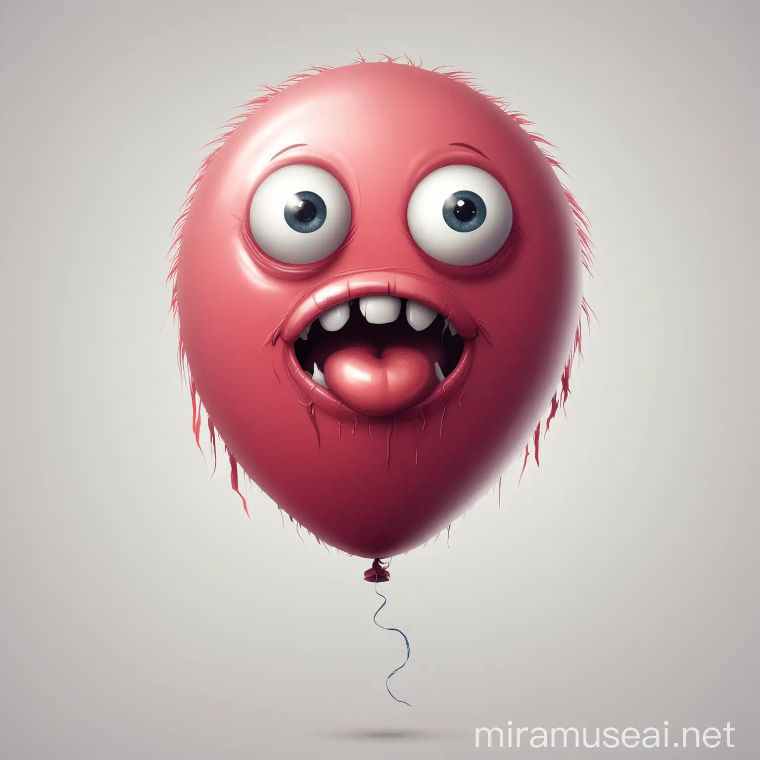 Colorful Vector Monster Balloon on White Background with Closed Mouth