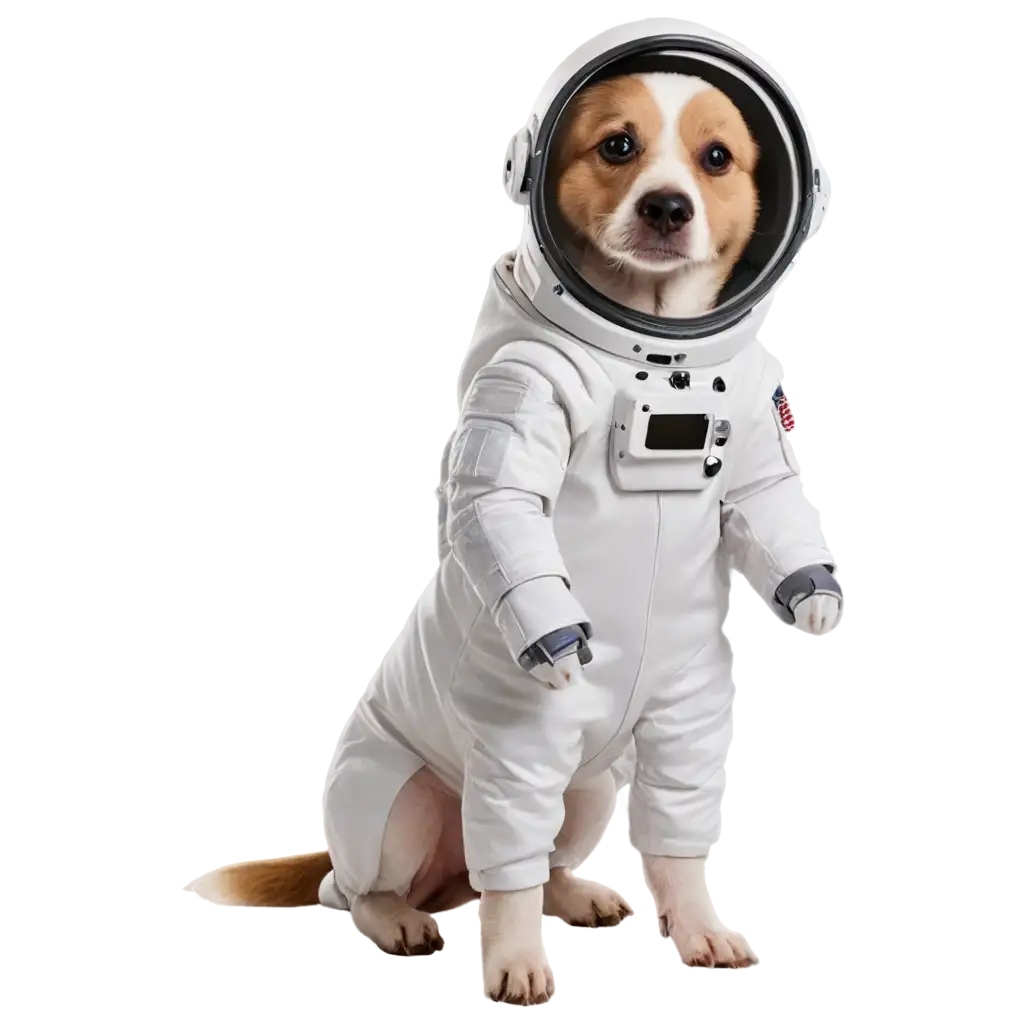 Dog in astronaut suit in space