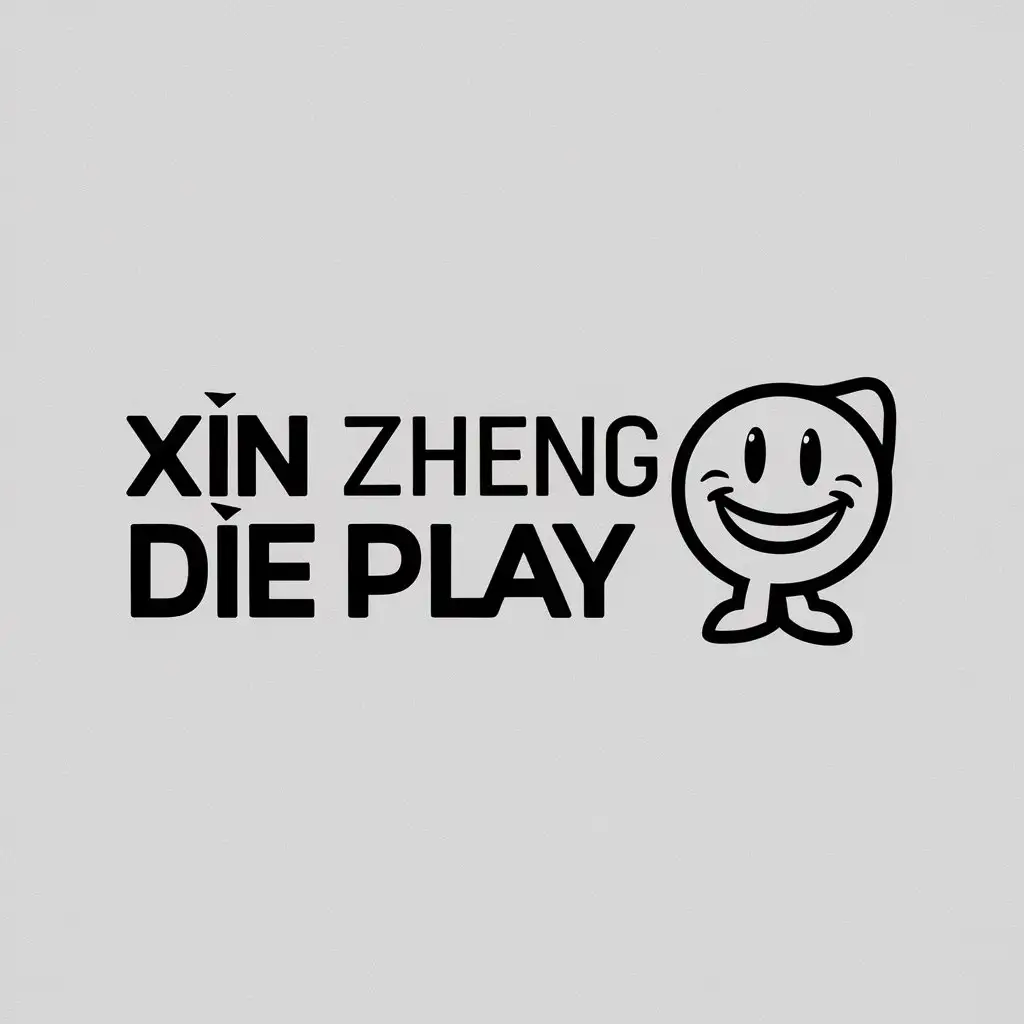 a logo design,with the text "xin zheng Die Play", main symbol:cartoon characters,Minimalistic,be used in Internet industry,clear background