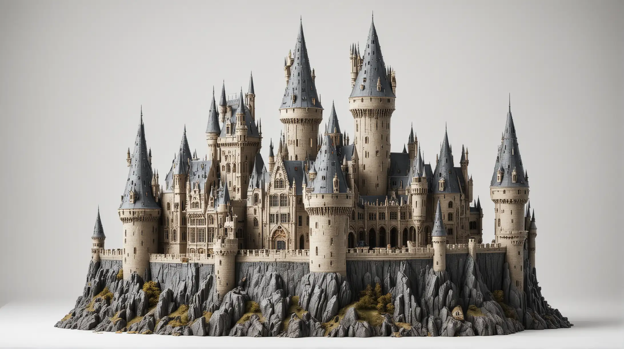 Hogwarts Castle Fantasy Illustration on White Background