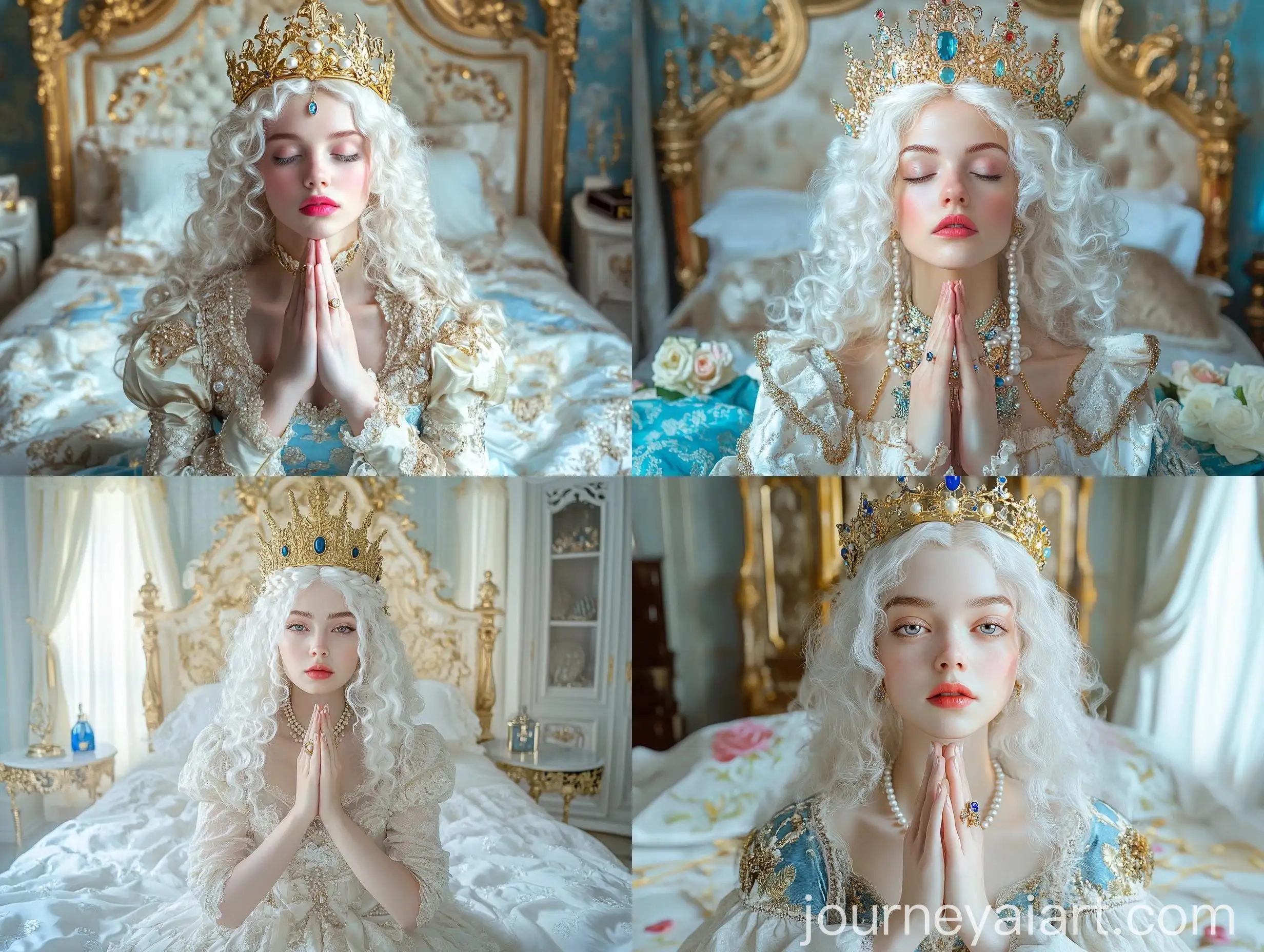 Medieval-Queen-in-Prayer-with-Luxurious-Room-Background