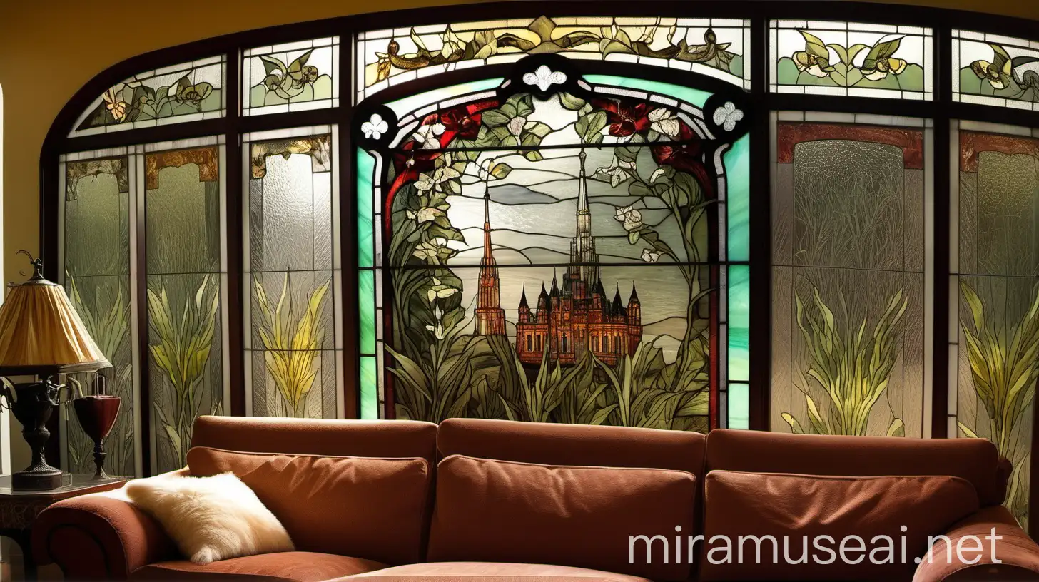 French Classic Tiffany Stained Glass in Living Room