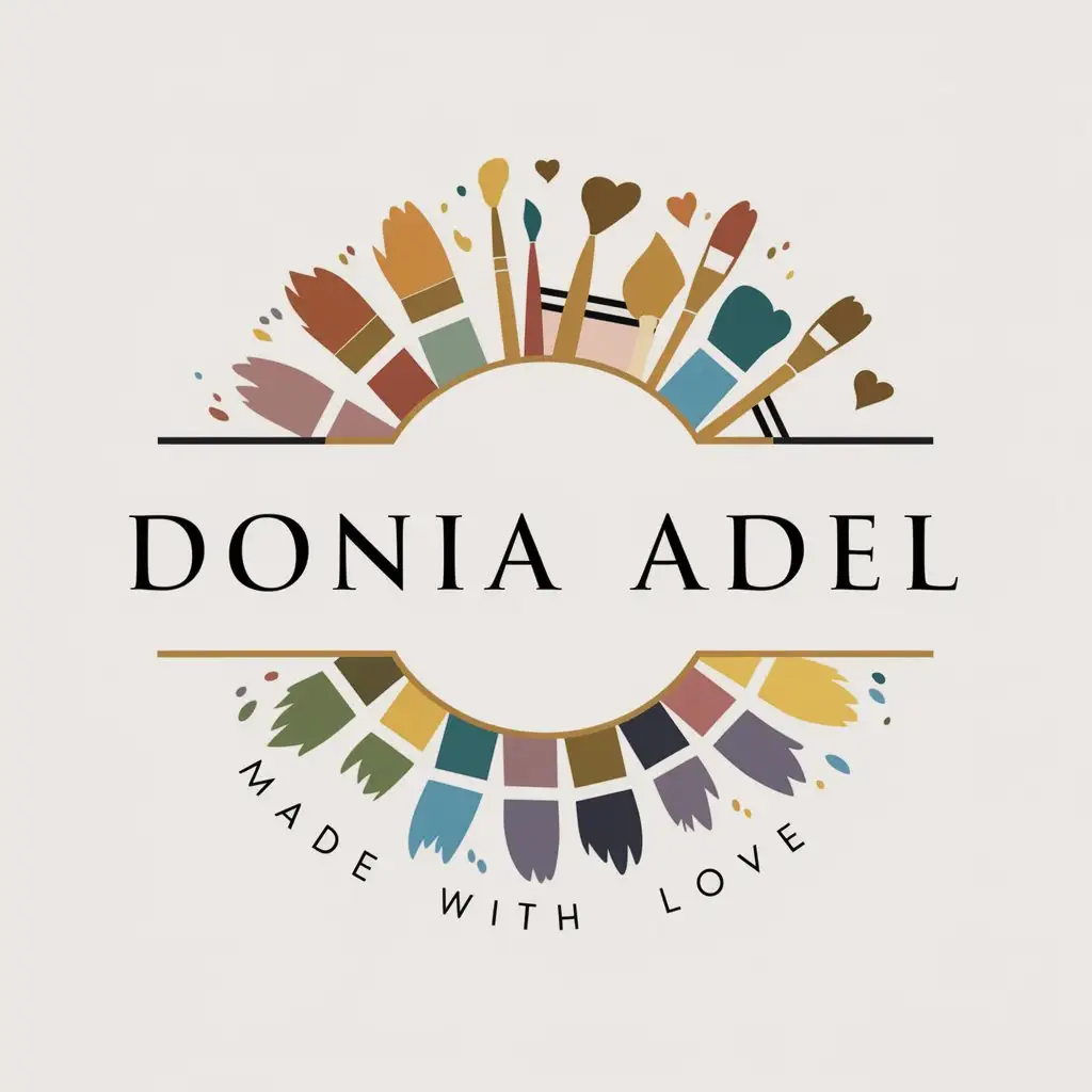 LOGO Design For Donia Adel Artistic Expression with Paint Brushes and Color Palette