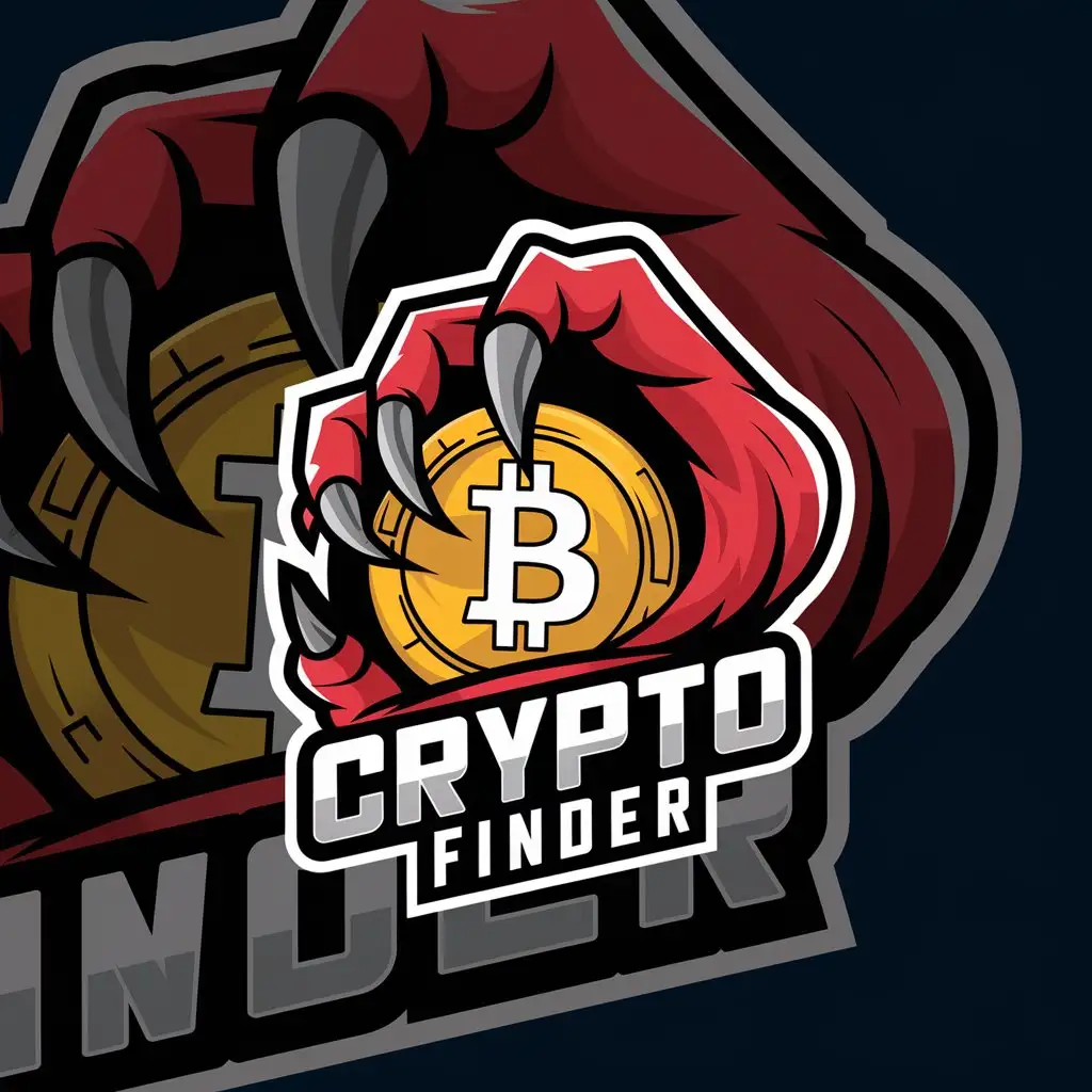 LOGO Design for Crypto Finder Red Claw with Dark and Moderate Tone Clear Background