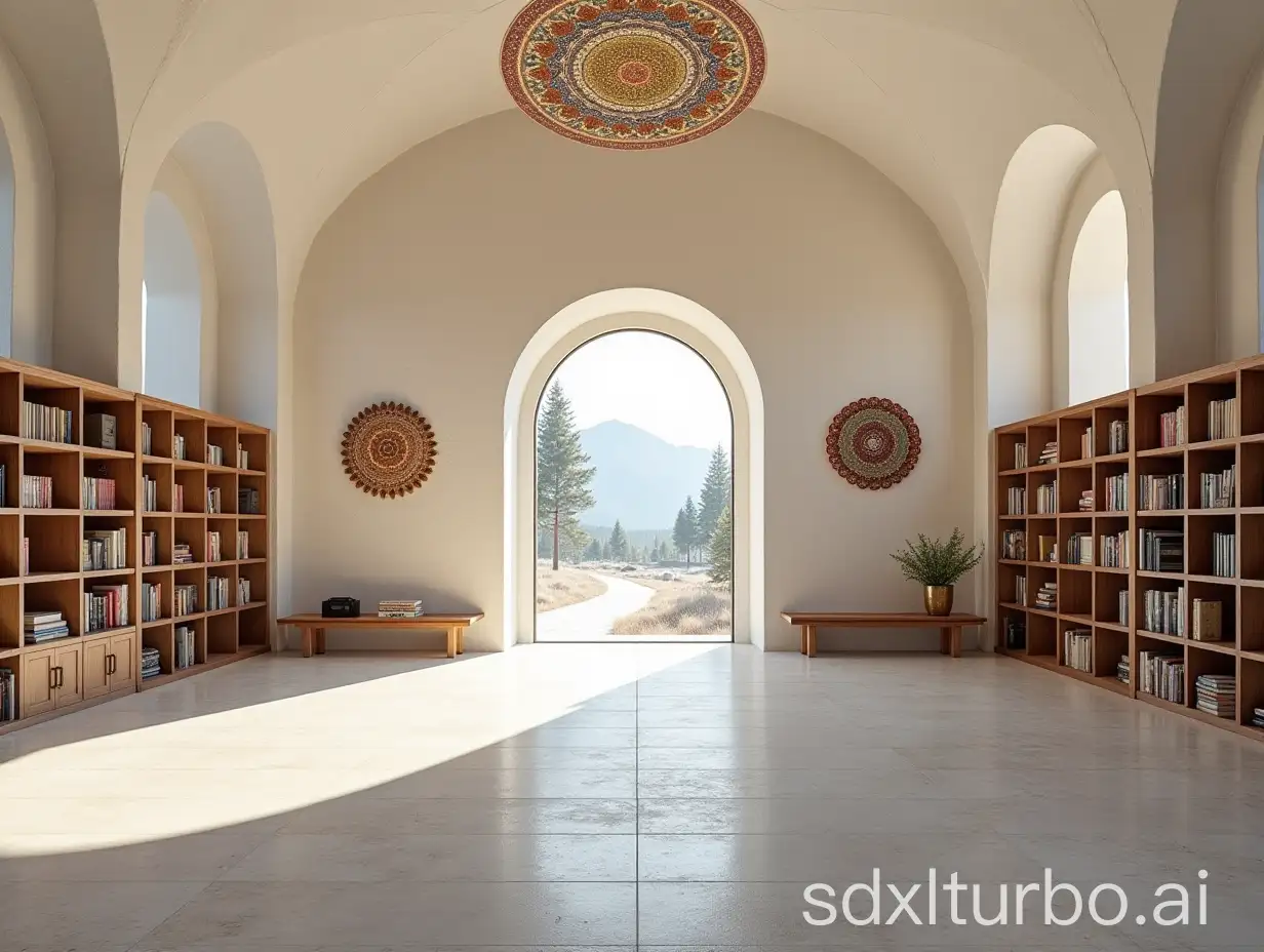 Serene-Yoga-Hall-with-Mandalas-and-Mountain-View