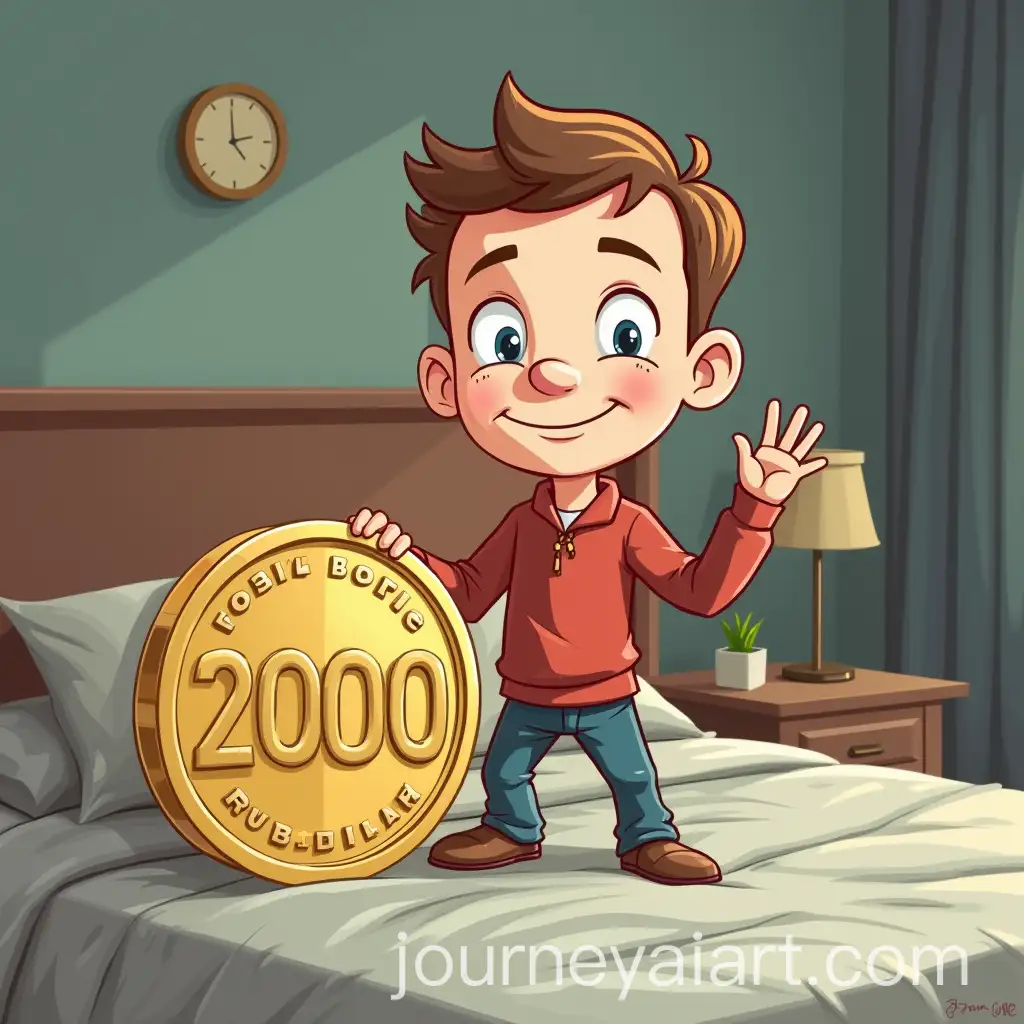 Cartoon-Man-Holding-2000-Ruble-Coin