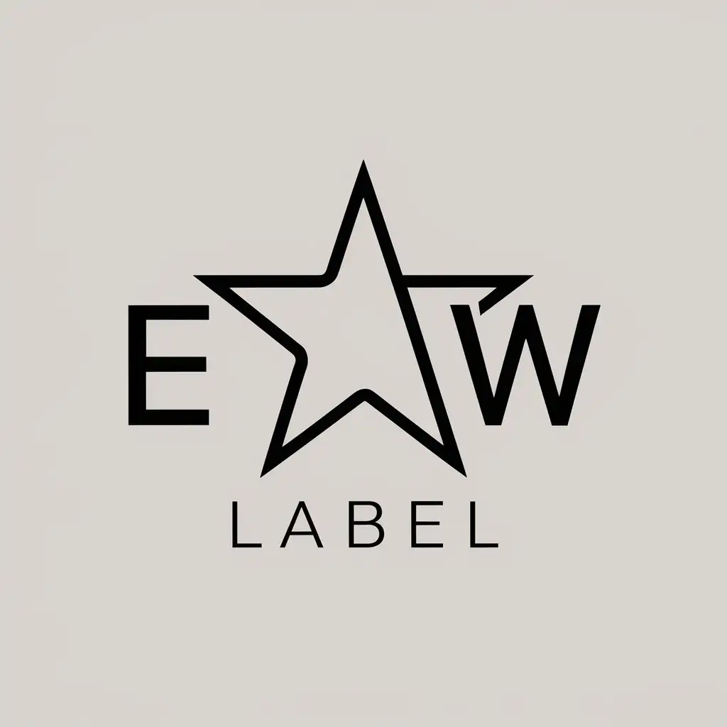 LOGO Design For EVW LABEL Star Symbol in Minimalistic Vector Style for Entertainment Industry