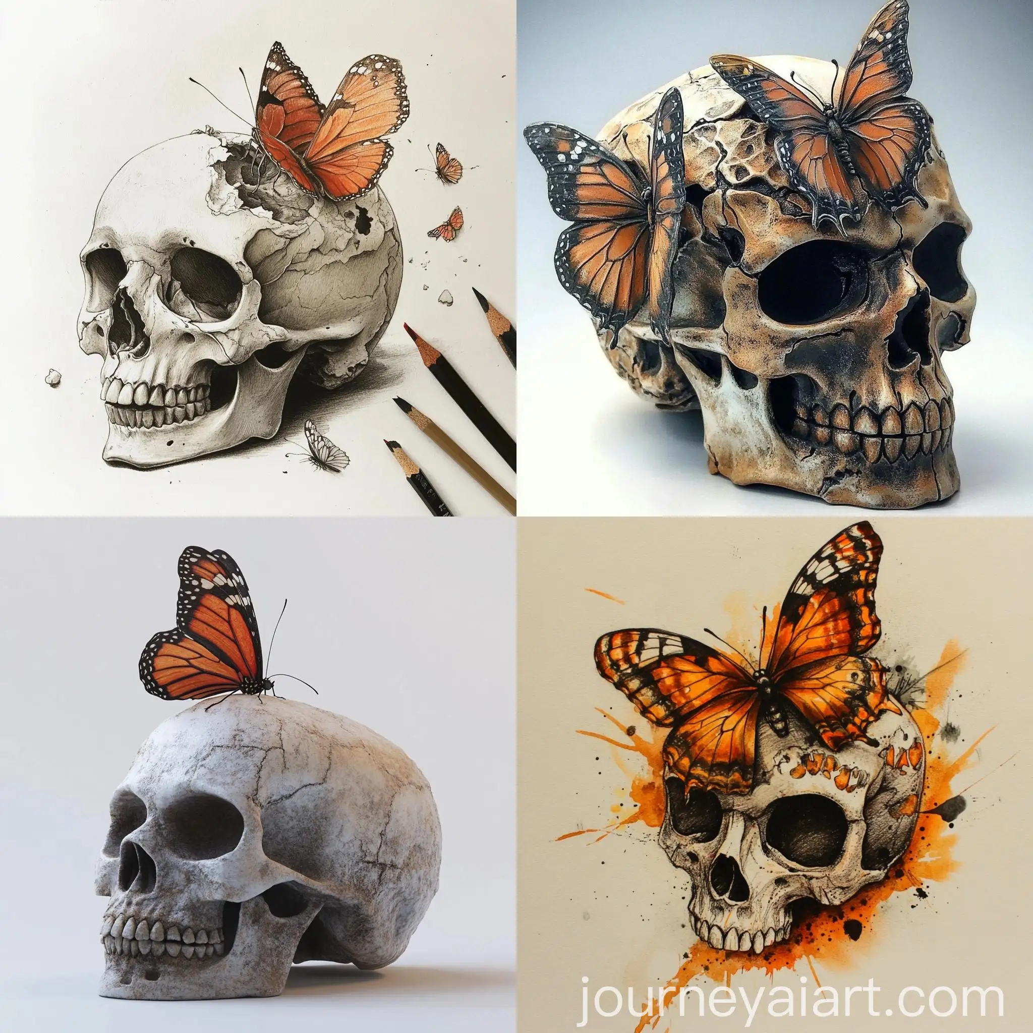 Skull-with-Butterfly-Artwork-in-Minimalistic-Style