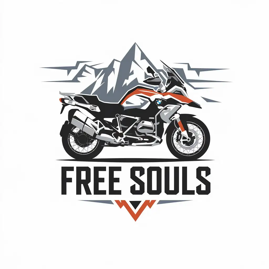 LOGO Design for Free Souls BMW GS Motorcycle with Mountain Theme in Geometric Style