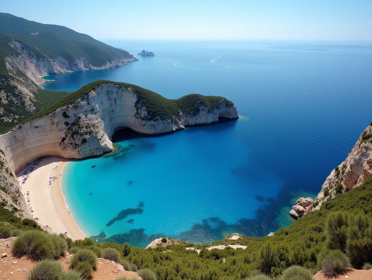 Stunning-Aerial-View-of-Santanyi-Bay-in-Mallorca-Spain