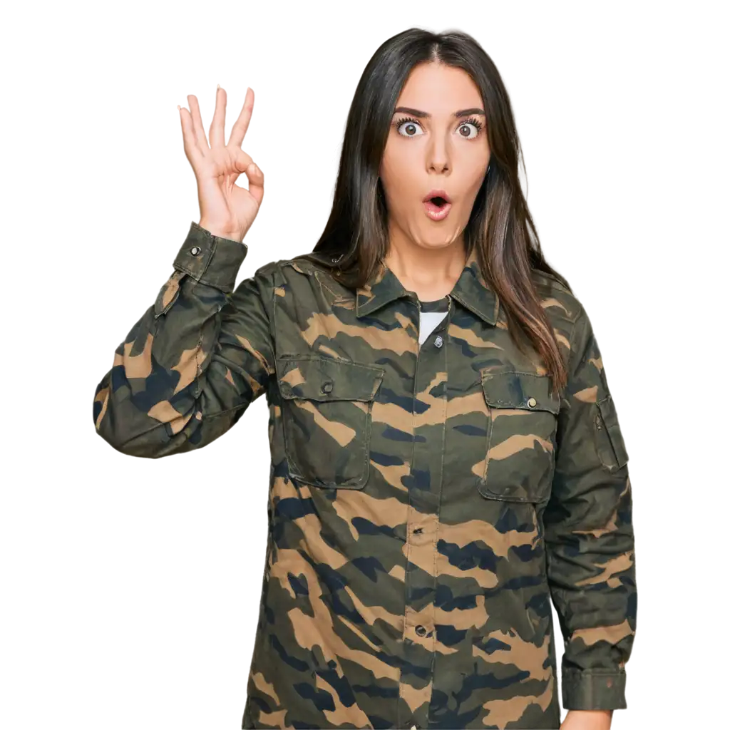 Shocked-Woman-in-Camouflage-Military-Uniform-HighQuality-PNG-Image-for-Versatile-Use