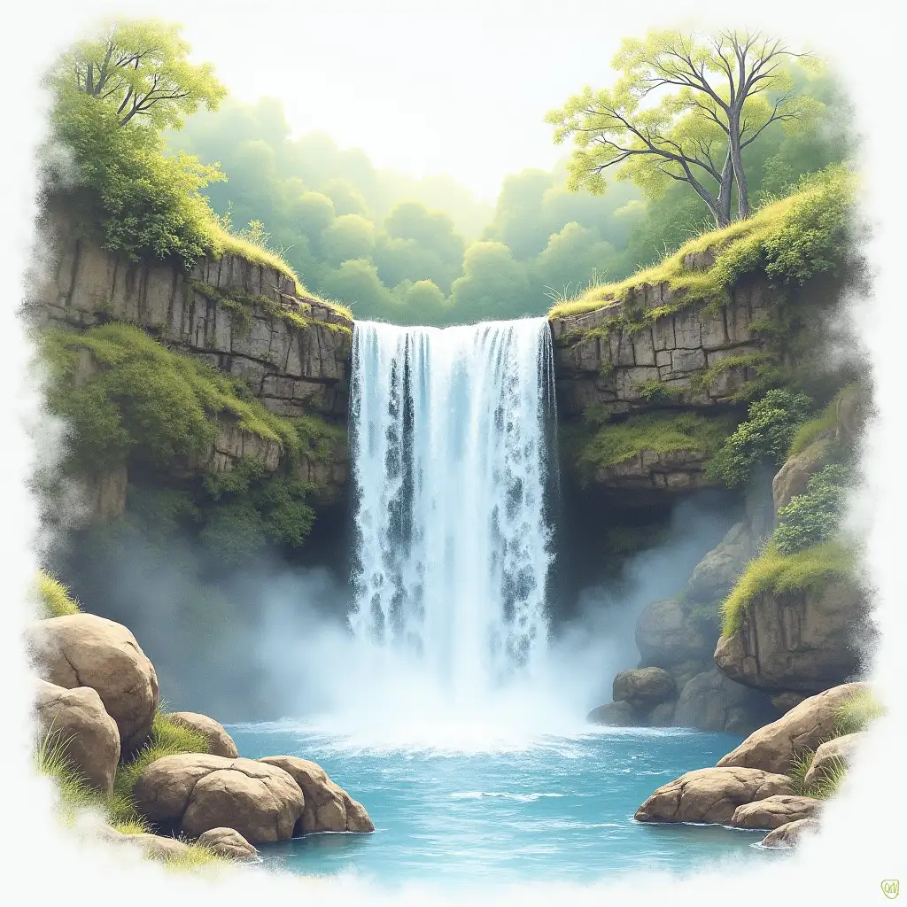 beautiful waterfall drawing