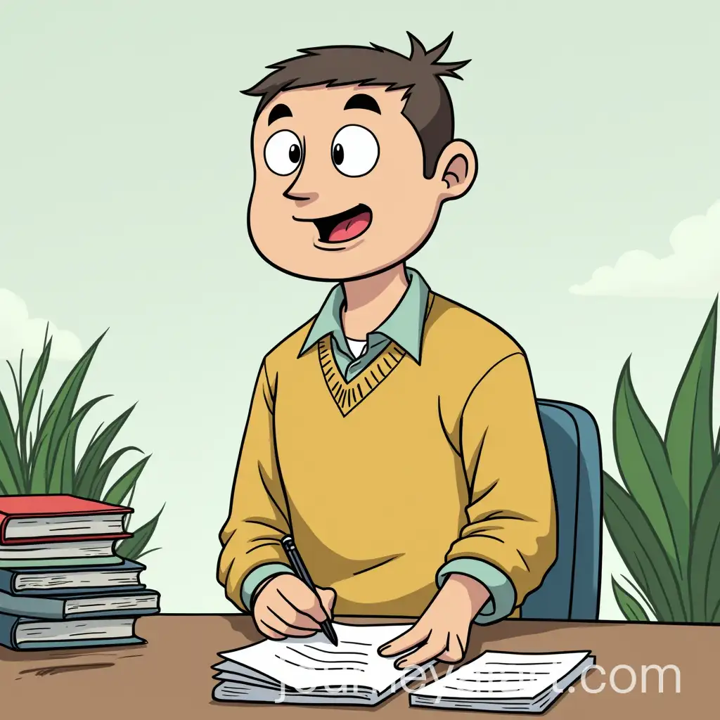 OfficeThemed-Comic-Character-Promoting-Sustainability