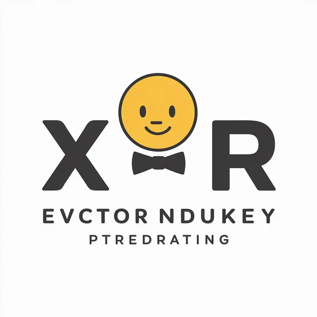 a vector logo design,with the text "XHR", main symbol:Little yellow man, cartoon face, neutral, bow tie,,Minimalistic,be used in education industry,clear background