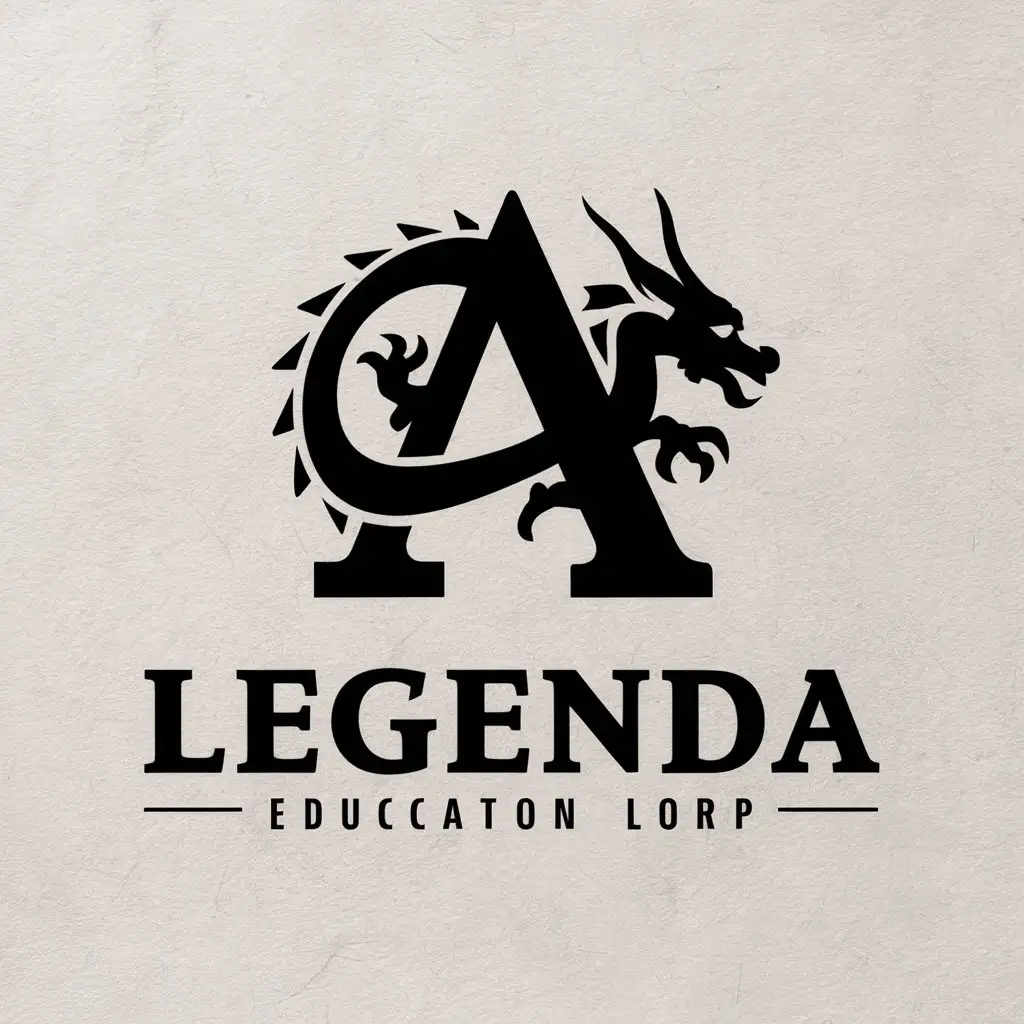 a vector logo design,with the text "LEGENDA", main symbol:letter A in the form of a dragon,Moderate,be used in Education industry,clear background