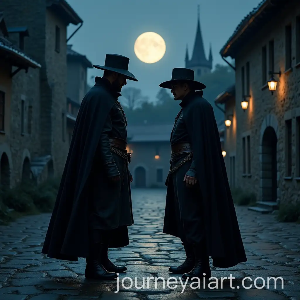 Two-Men-Talking-in-the-Moonlight-in-a-Courtyard