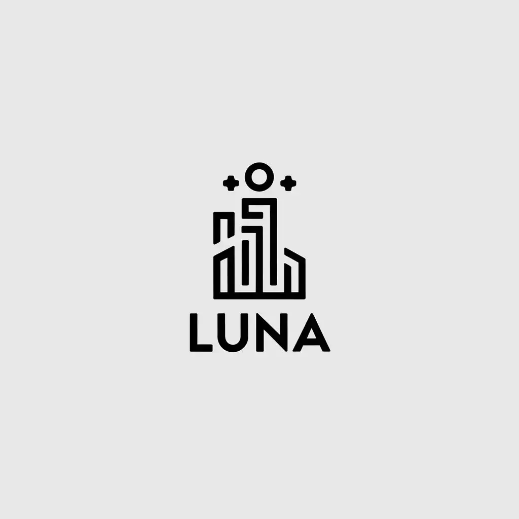 LOGO-Design-for-Luna-Minimalistic-Home-Family-Industry-with-Building-Circle-and-Moonlight