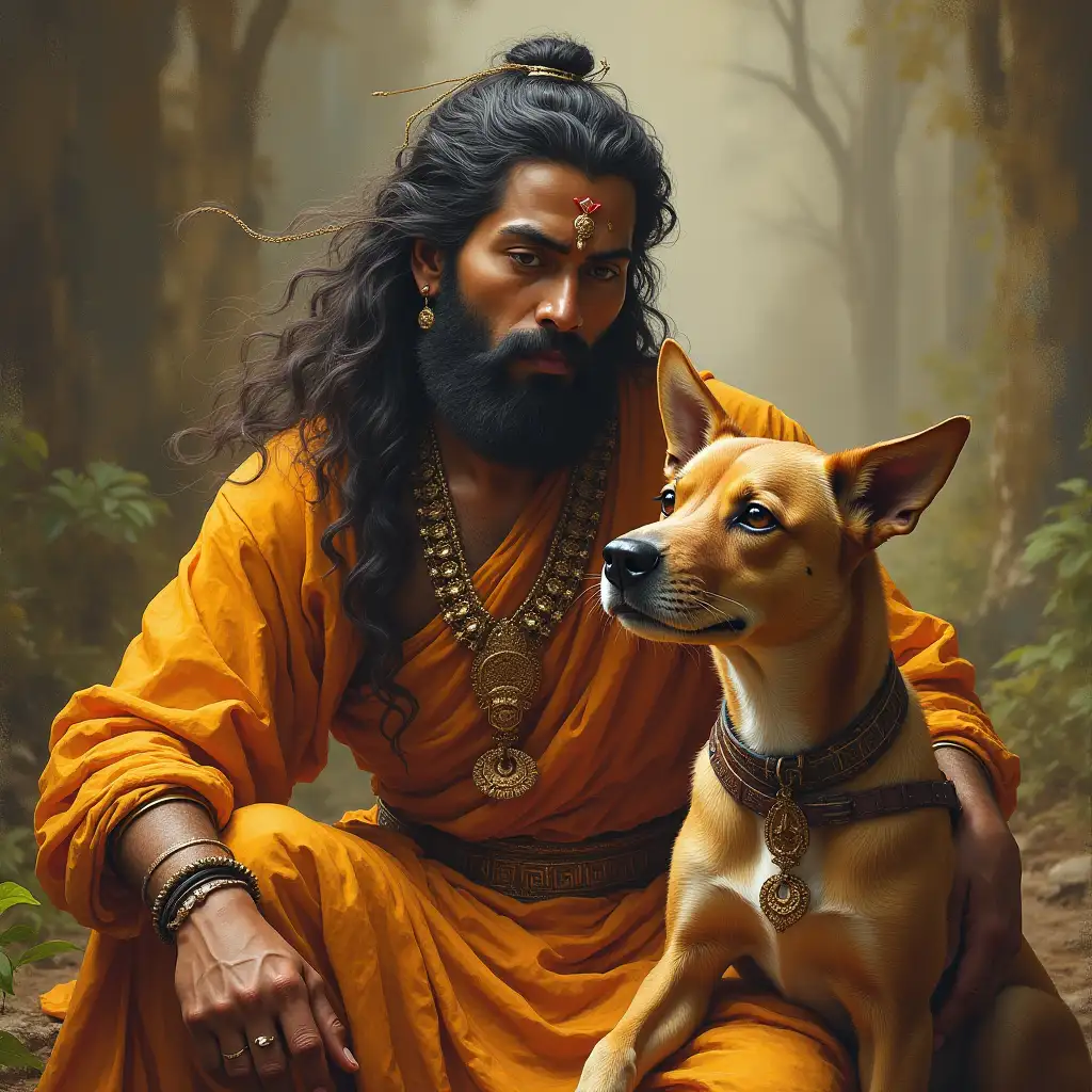 Yudhishthira-of-the-Pandavas-with-His-Dog-in-the-Mahabharata