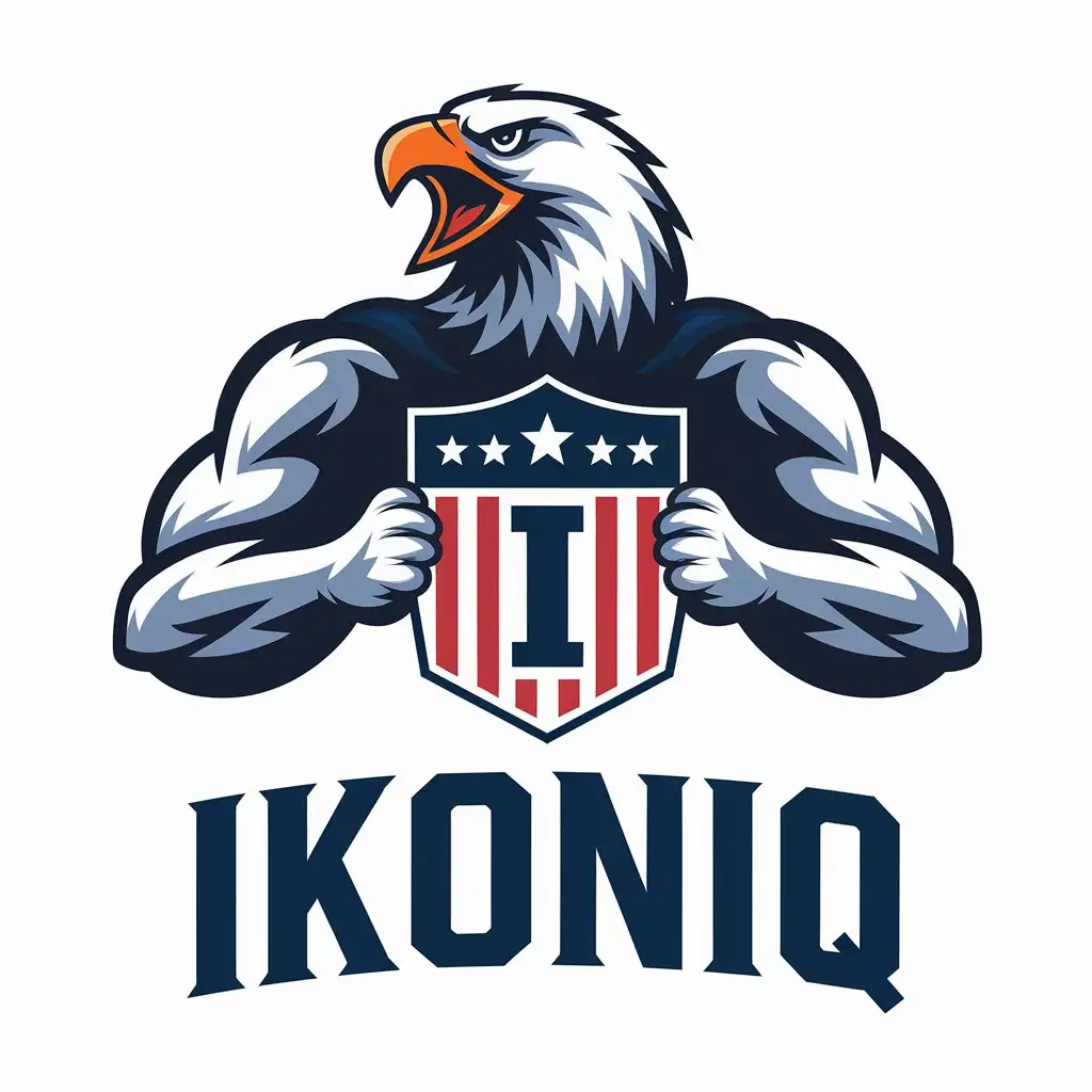 LOGO Design For Ikoniq Screaming Eagle with American Shield and Letter I