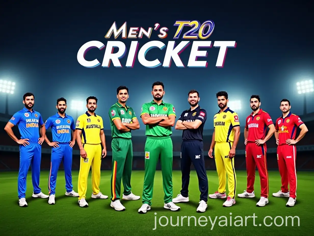 Cricket-Players-from-India-Sri-Lanka-Pakistan-Australia-New-Zealand-Bangladesh-England-and-West-Indies-on-Grassy-Field