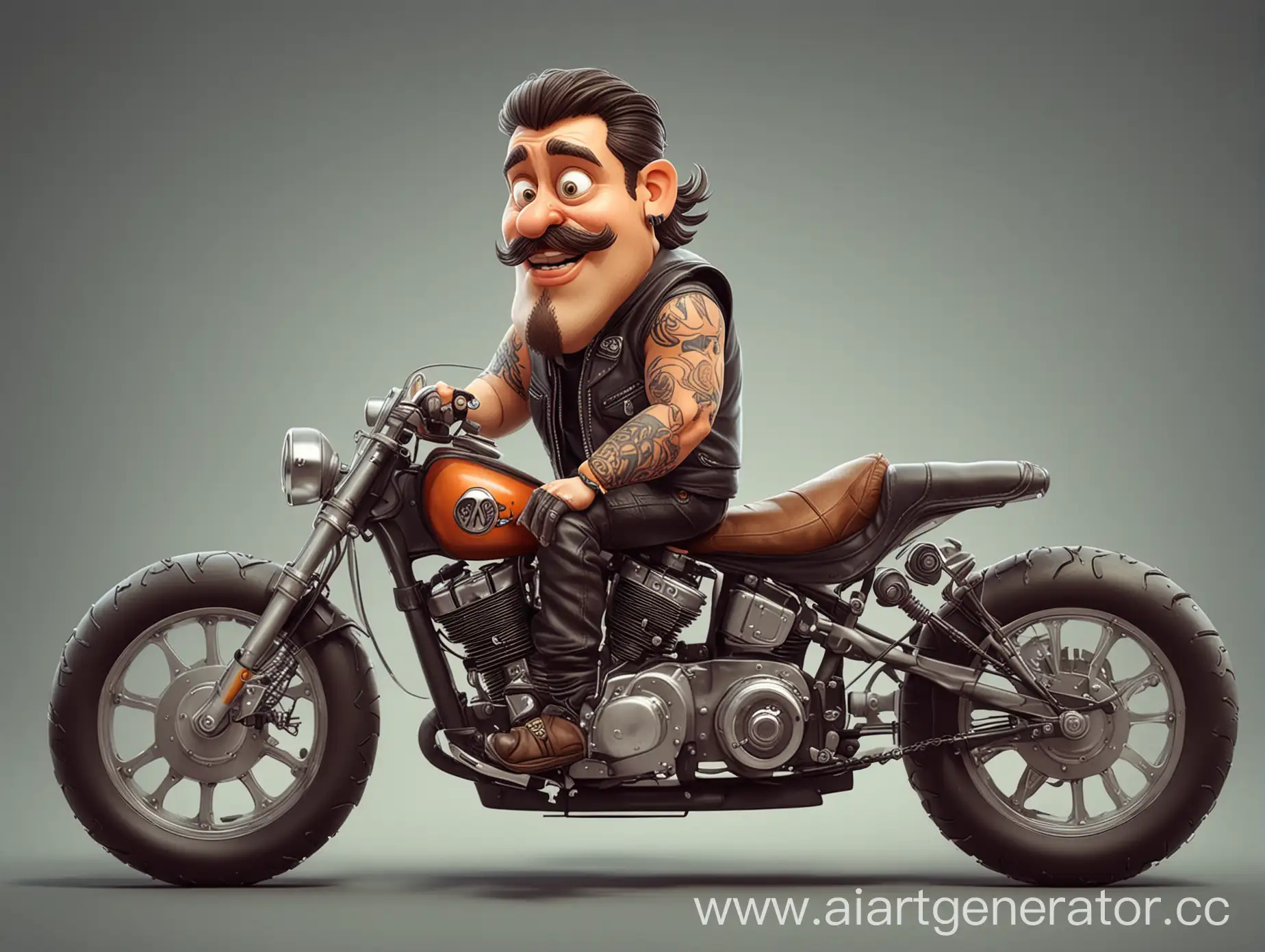 Cartoon-Biker-Riding-a-Motorcycle-in-an-Urban-Setting