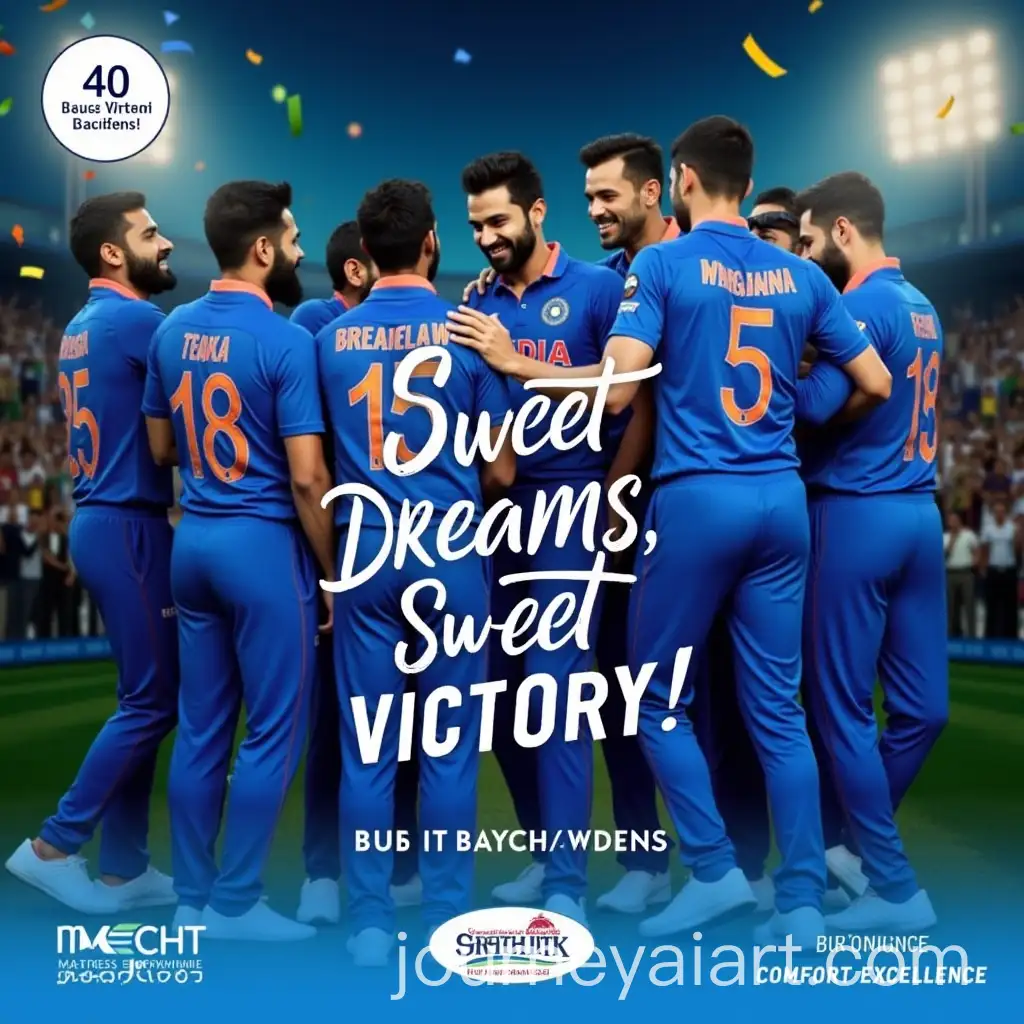 Team-India-Celebrates-Victory-in-Stadium-with-Mattress-Brand-Ad