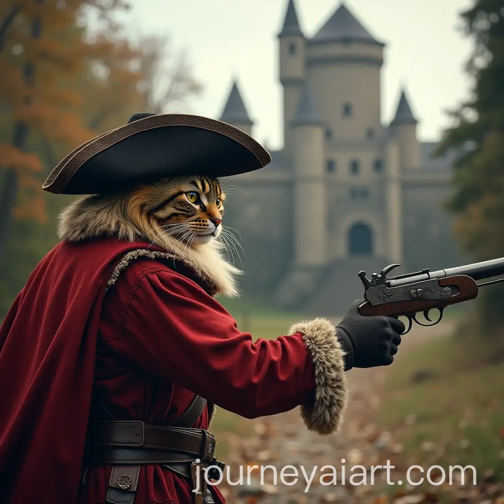 Cat-Musketeer-Engaged-in-Duel-in-Front-of-Castle