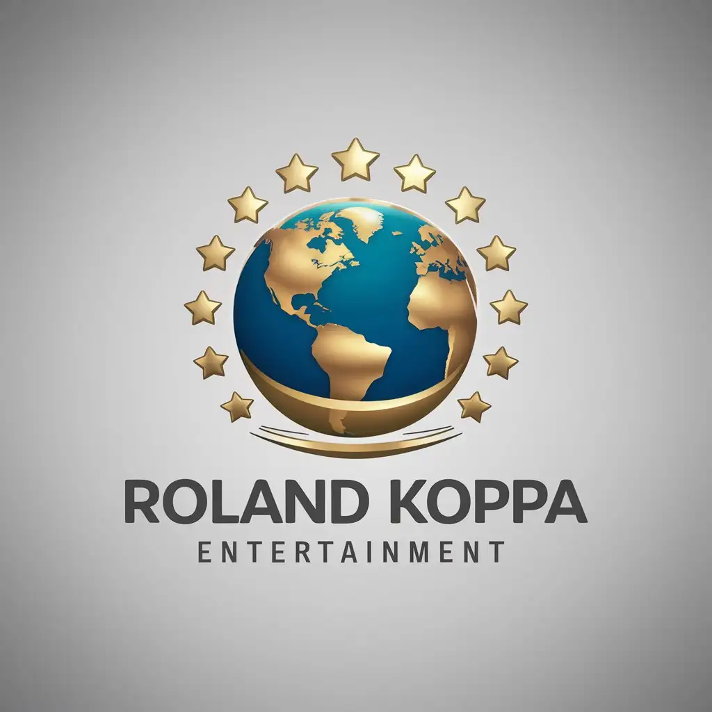 LOGO-Design-for-Roland-KOPPA-Entertainment-Earth-Halo-with-Golden-Stars-Events-Industry