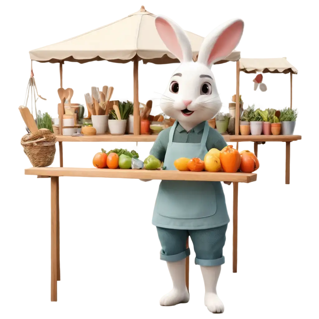 Rabbit-Shopping-for-Cooking-Needs-in-a-Market-PNG-Image-for-Creative-Use