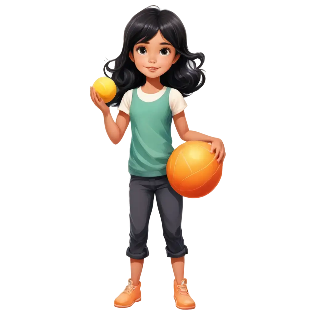Little-Girl-with-Black-Hair-Holding-a-Ball-PNG-HighQuality-Image-for-Various-Uses