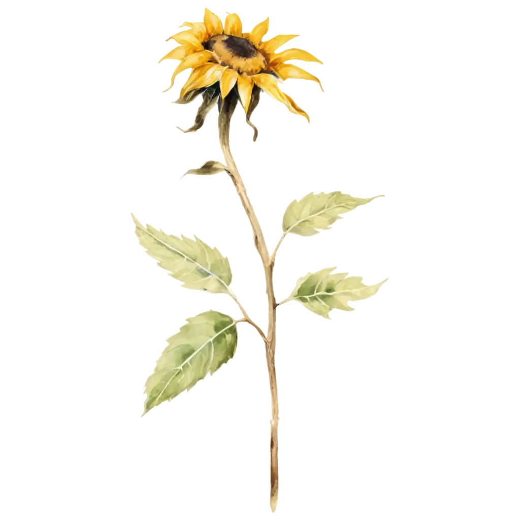 Withered-Sunflower-Watercolor-PNG-Artistic-Faded-Colors-in-HighQuality-Format