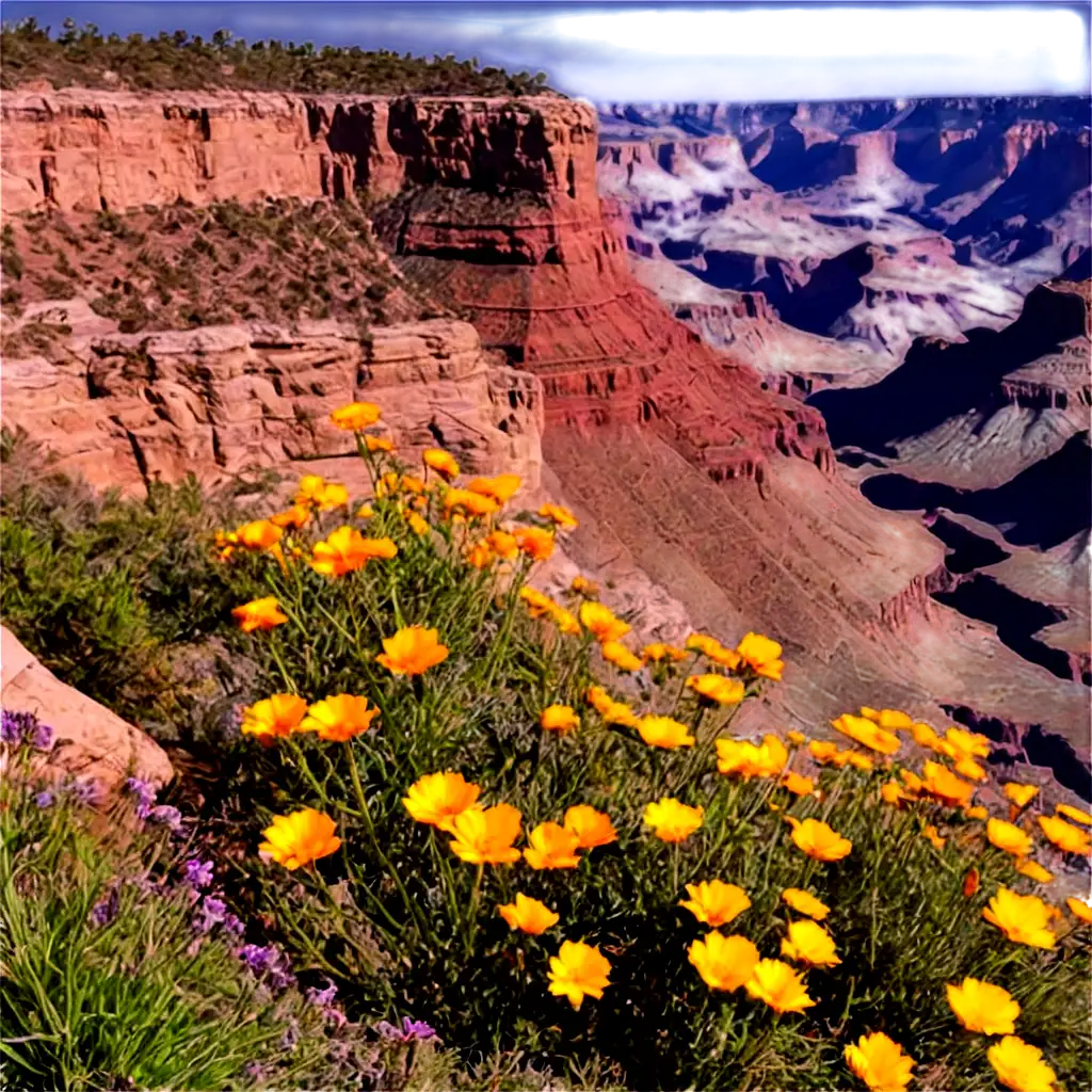 PNG-Floral-Landscape-Grand-Canyon-Layers-with-Native-Wildflowers