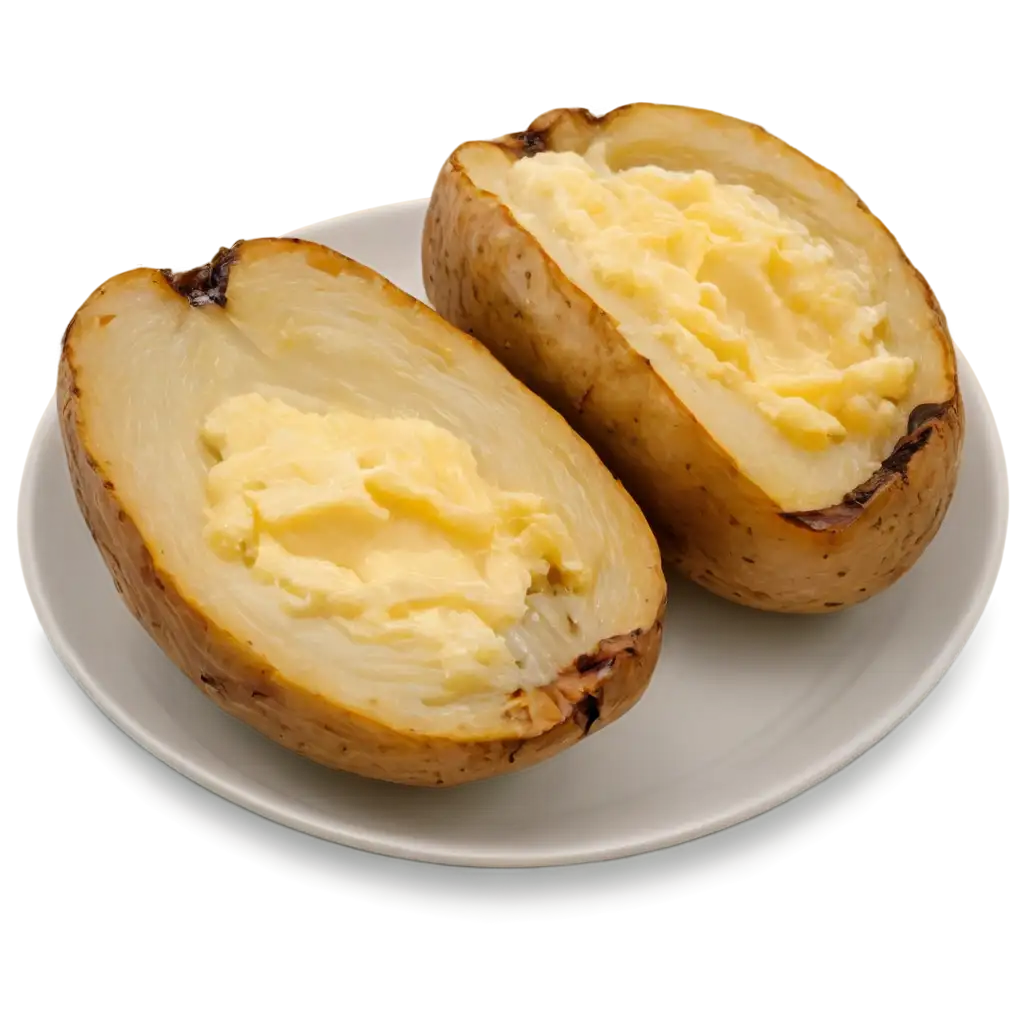 HighQuality-PNG-Image-of-Butter-Baked-Potato-on-Plate-Homemade-Delight