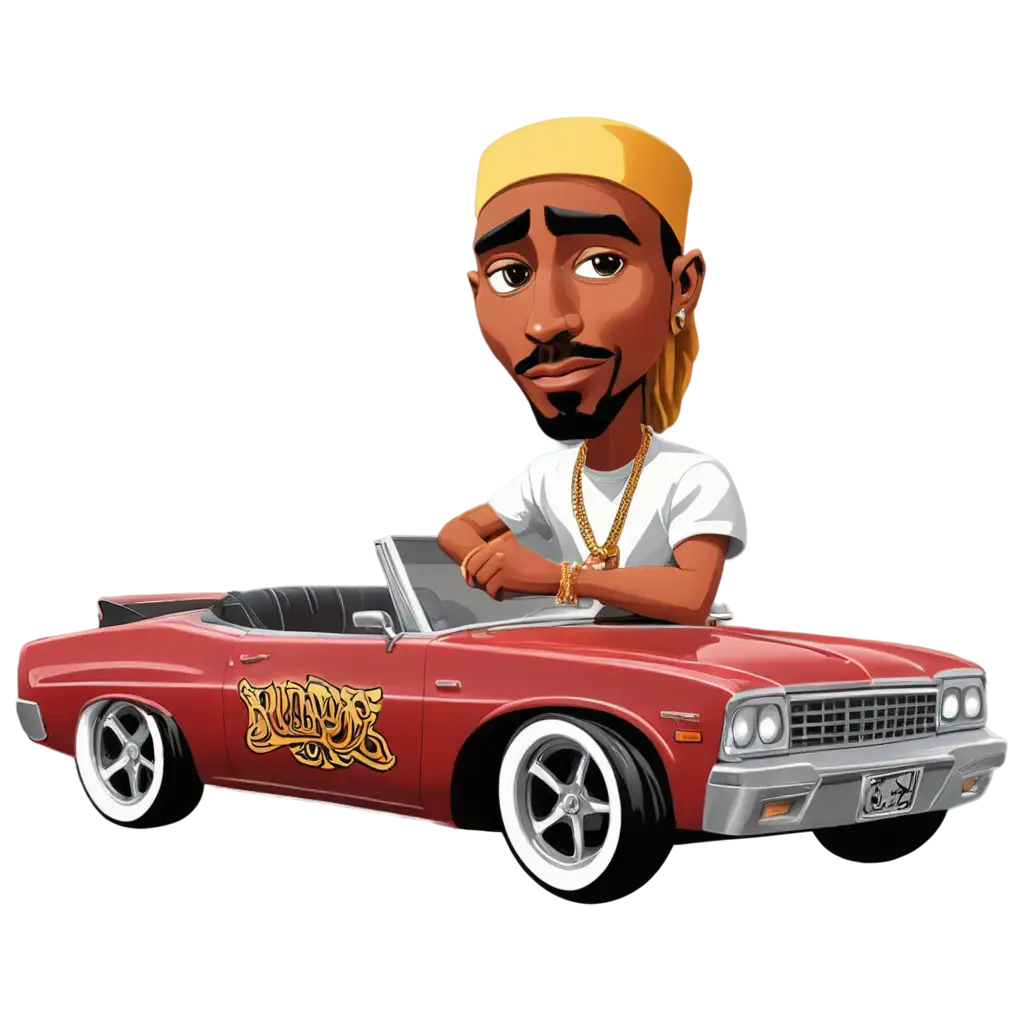 Tupac-Shakur-Riding-a-Lowrider-Cartoon-Style-PNG-for-Vibrant-Artistic-Expressions