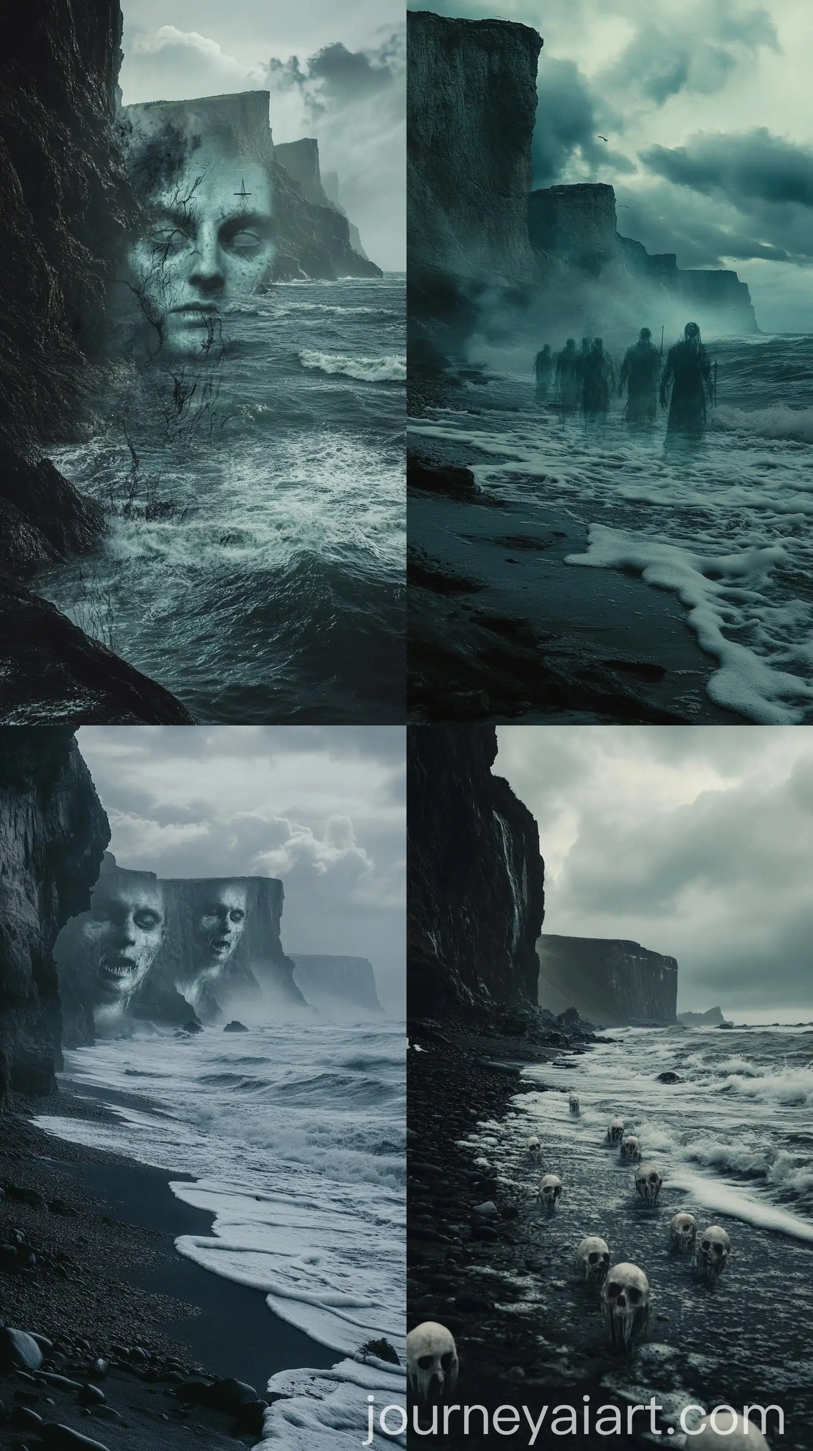 Ghostly-Sailors-Emerging-from-a-Dark-Beach