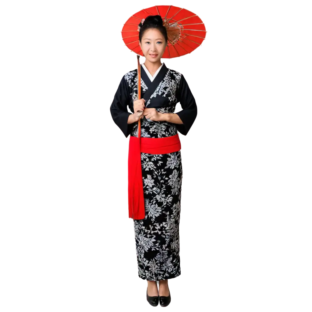 Japanese-Woman-in-Red-Black-and-White-Attire-PNG-Image-for-Cultural-Representation