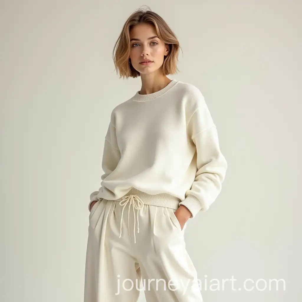 Girl-in-White-Sweater-and-Wide-Pants-with-Dark-Blonde-Hair